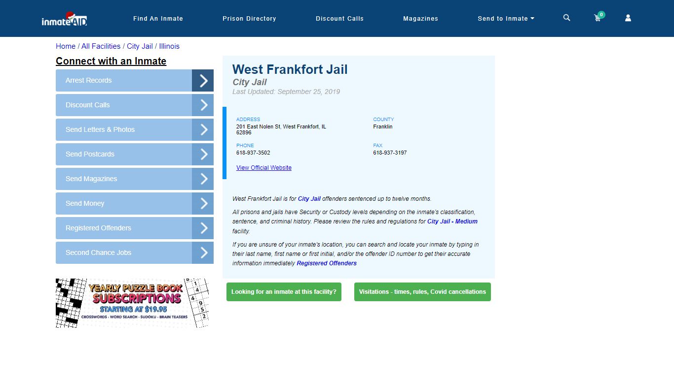West Frankfort Jail | Inmate Locator